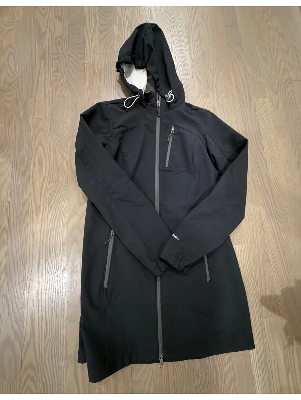 Eddie Bauer Black Softshell Hooded Coat with Fleece Lining, Women's Medium